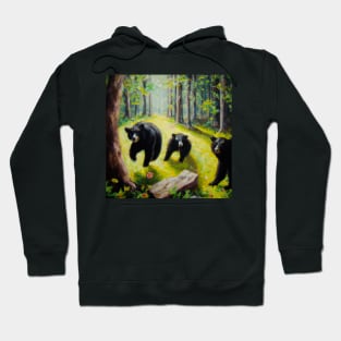 Black Bears Oil Painting Hoodie